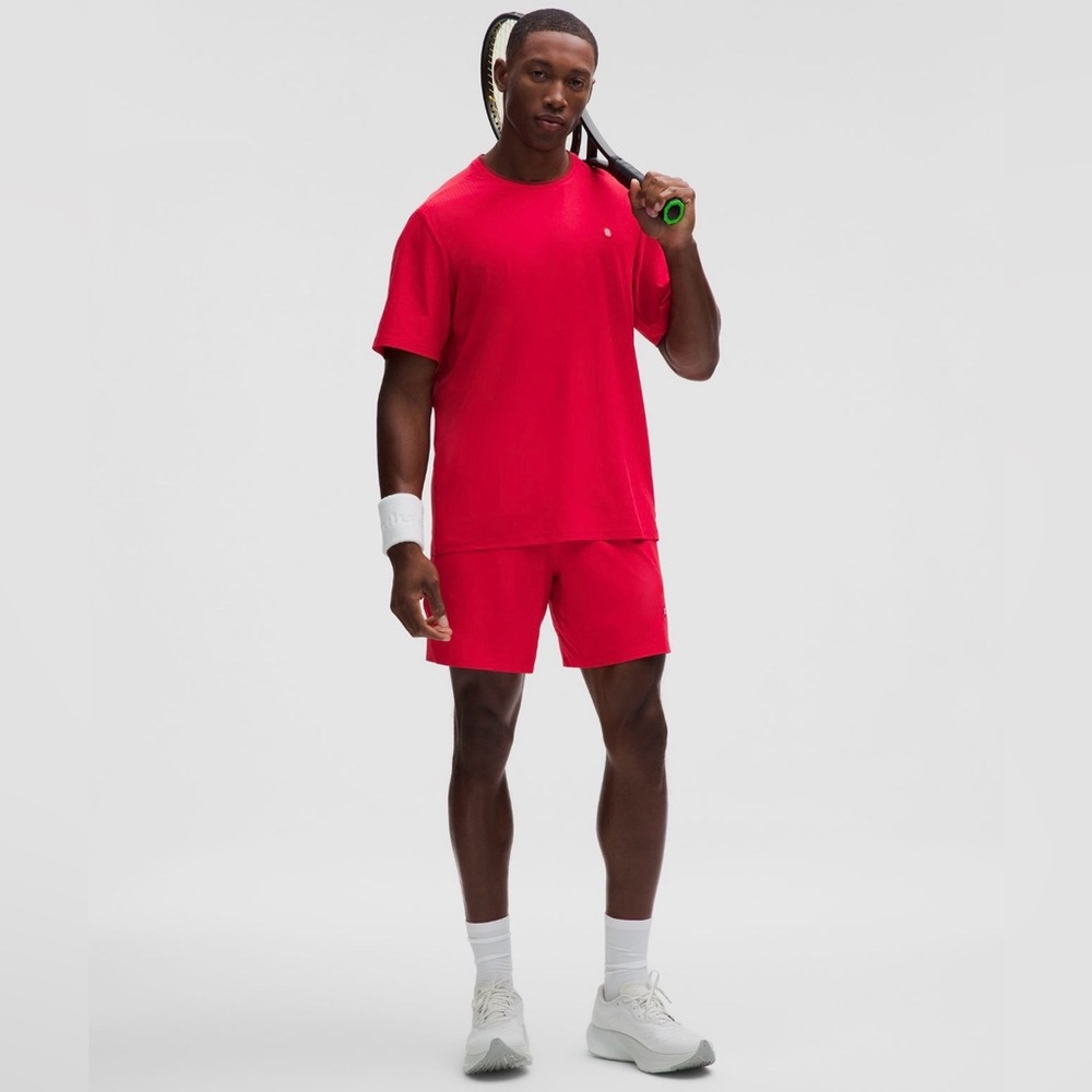 Lululemon Red Striped Mesh Tennis Short 7” (LARGE) Brand New with Tags.